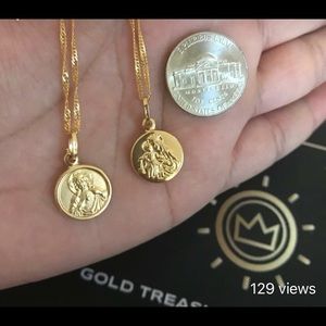 18k REAL gold religious Medallion Necklace